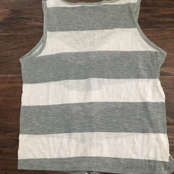 Grey + White Striped Tie Tank - Picture 3 of 4